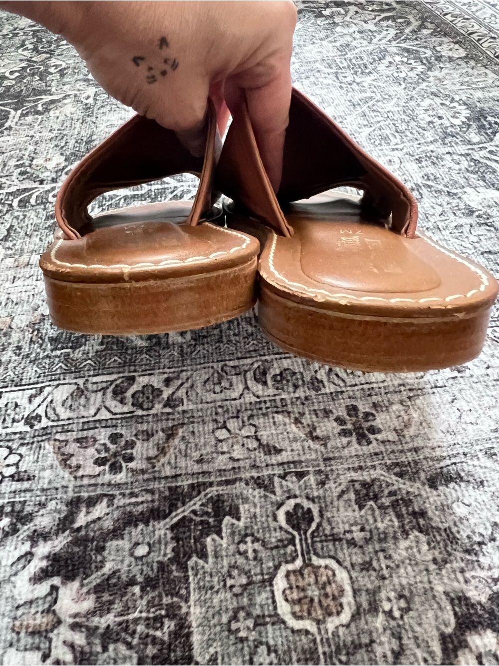 Bella Vita Rust-Tan Leather Slide Mules - Picture 4 of 5